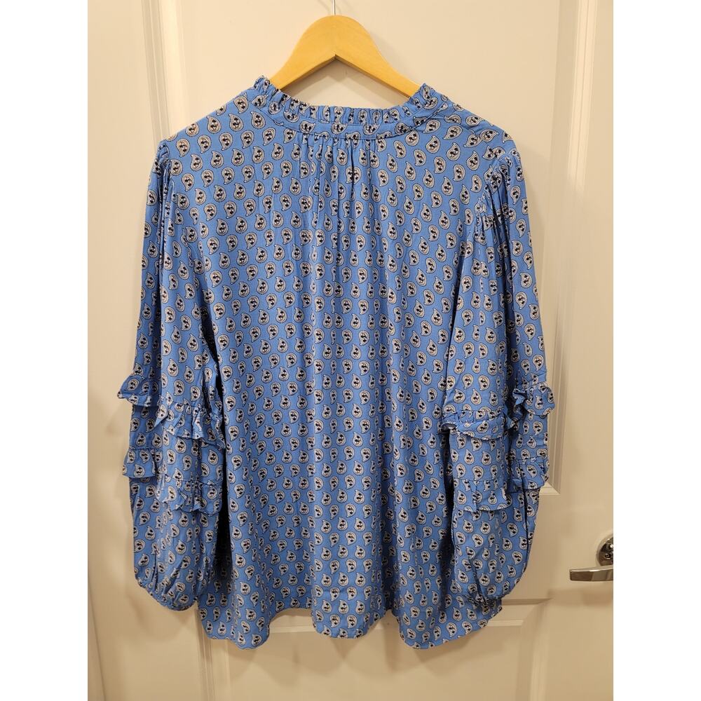 Loft Paisley Ruffle Sleeve Button Blouse - Picture 4 of 8